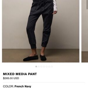 James Perse mixed media pant in French navy